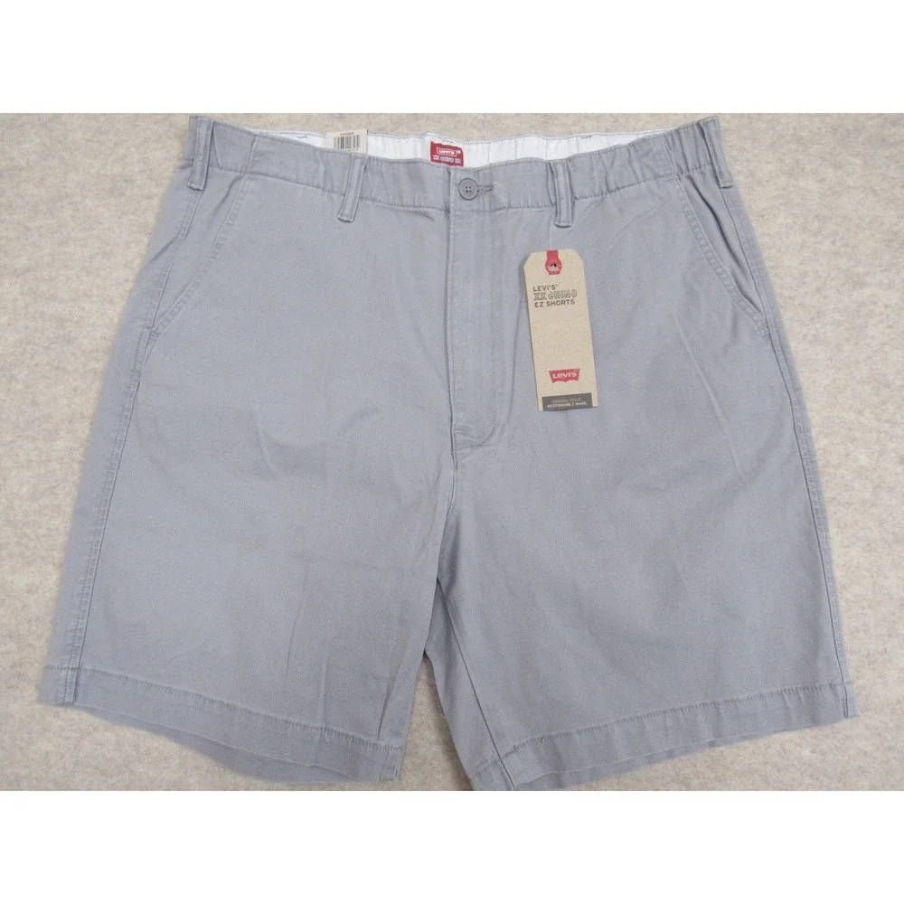 Levis XX Chino EZ Shorts Mens XL Grey Stretch Elastic Waist Casual 7 inch Inseam